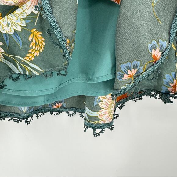 $11SALE!!! BOBBY BARDOT NECKLINE PUFF SLEEVE TEAL DRESS SIZE M - Picture 7 of 11